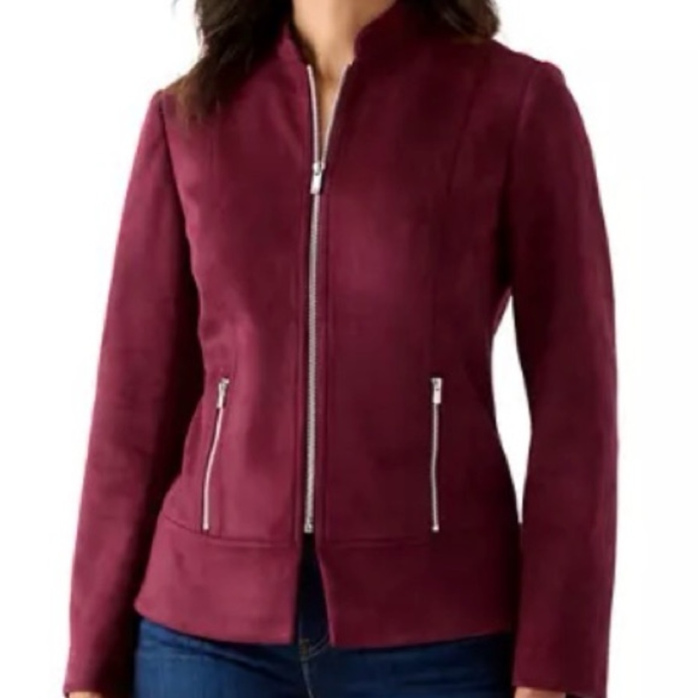 Women's Philosophy Burgundy Vegan Suede Jacket